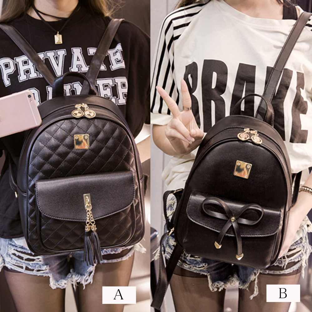 レディース レザーリュック タッセル付き キルティング柄