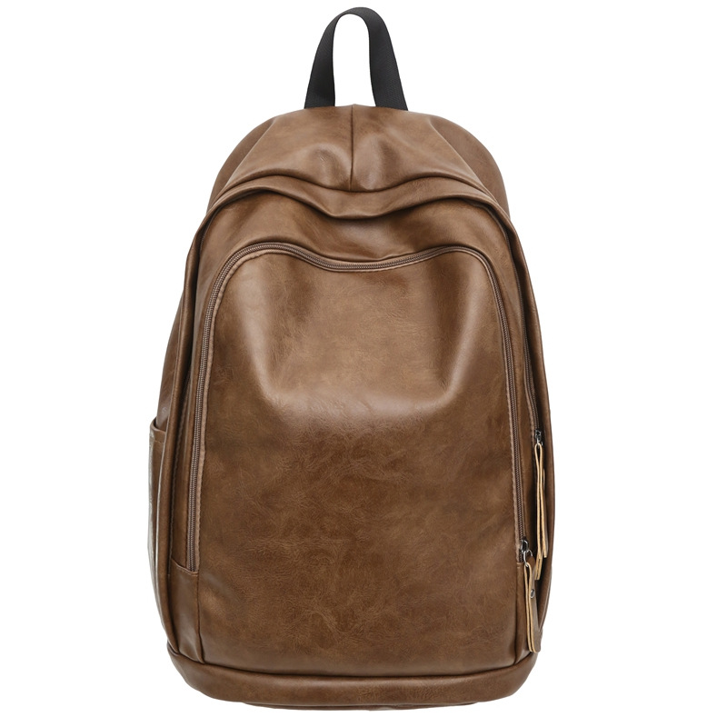 PUレザー仕立て大容量シンプル通学レザーリュック