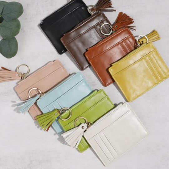 革 財布 革タッセル付きコインケース