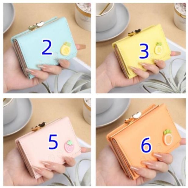 革財布レザー三つ折り財布可愛いフルーツモチーフ