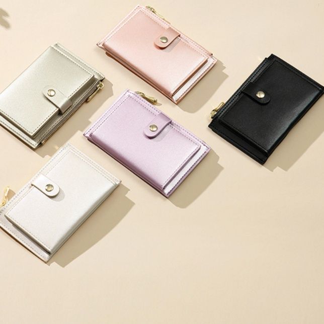 革 財布 スナップボタン式多機能コンパクト革財布コインケース