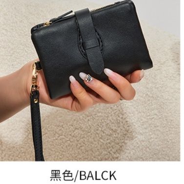 革 財布 スキミング防止機能付き本革三つ折り財布ストラップ付き