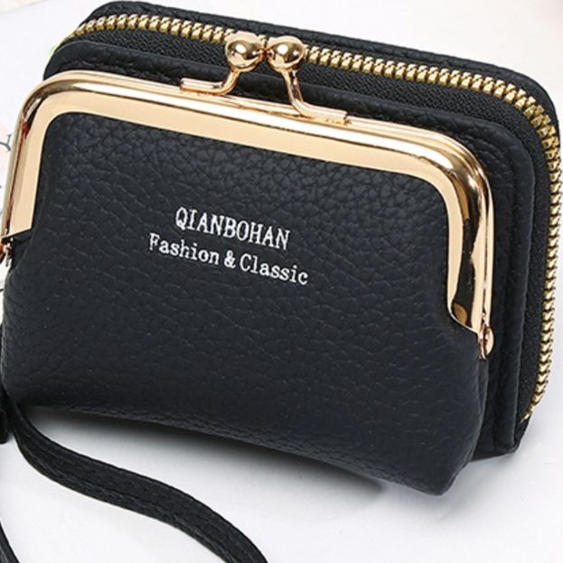 革 財布 がま口仕様ダブルファスナー革製コインケース