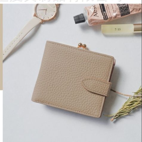 革 財布 がま口式本革二つ折り財布多機能カード収納