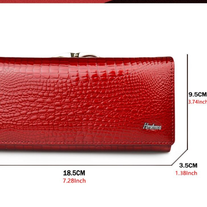 革 財布 型押しクロコダイル調がま口式レザー長財布