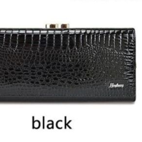 革 財布 型押しクロコダイル調がま口式レザー長財布
