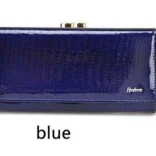 革 財布 型押しクロコダイル調がま口式レザー長財布