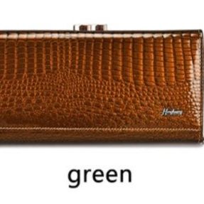 革 財布 型押しクロコダイル調がま口式レザー長財布