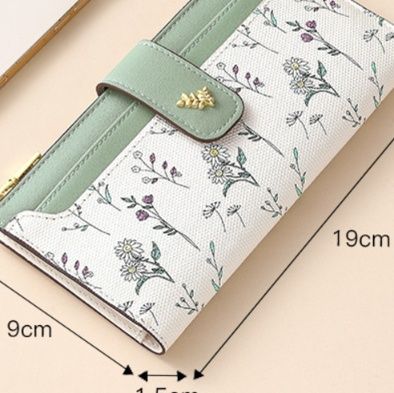 革 財布 花柄刺繍デザイン小銭入れ付きレザー長財布