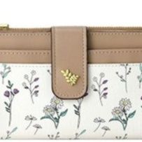 革 財布 花柄刺繍デザイン小銭入れ付きレザー長財布