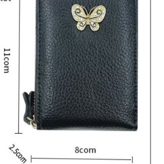 革 財布 蝶モチーフ付き本革じゃばら式カードケース兼コインケース