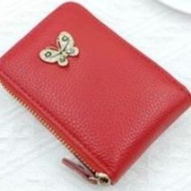 革 財布 蝶モチーフ付き本革じゃばら式カードケース兼コインケース