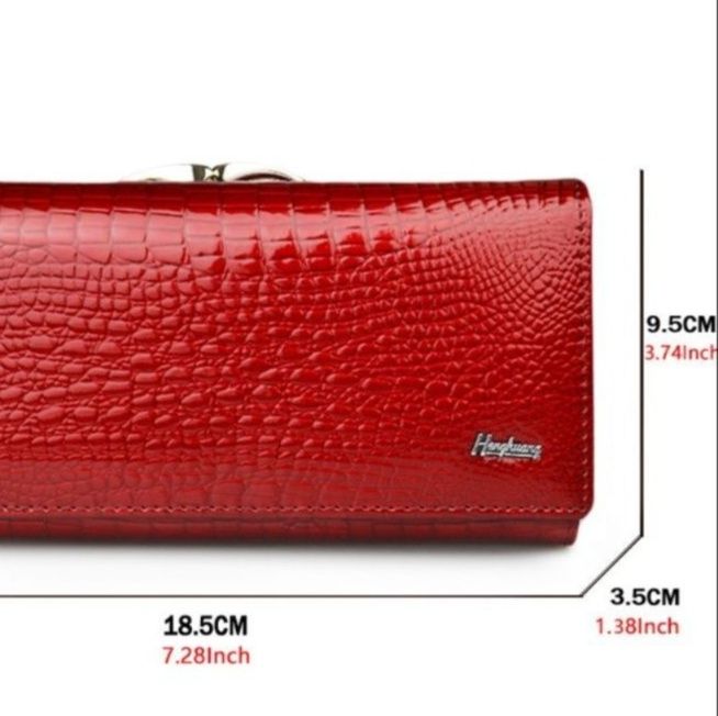 革 財布 型押しクロコダイル調がま口式レザー長財布