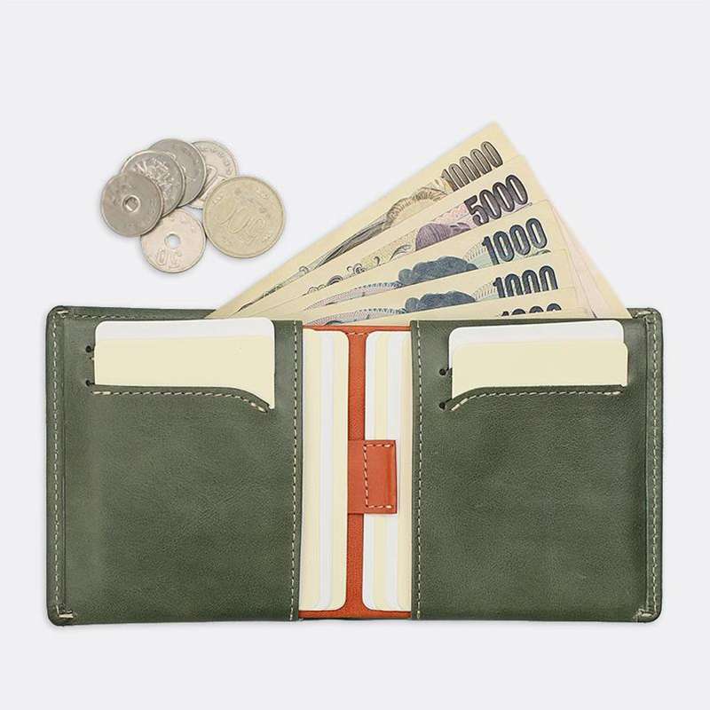 革財布 薄型多機能革二つ折り財布