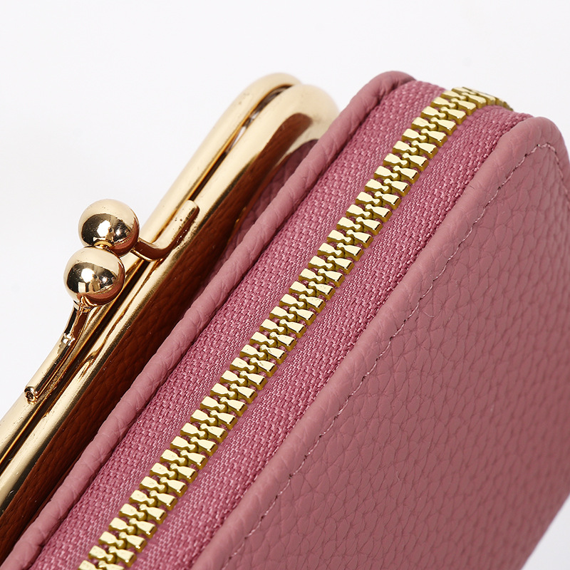 革 財布 がま口仕様ダブルファスナー革製コインケース