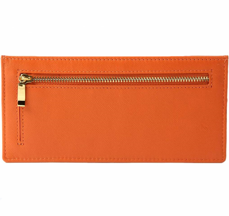 革 財布 薄型軽量スリムレザー長財布ファスナーポケット付き