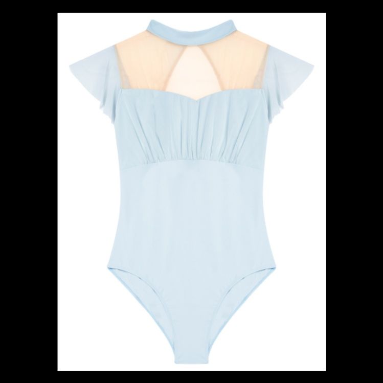 バレエレオタード 背中開きフリル袖バレエレオタード