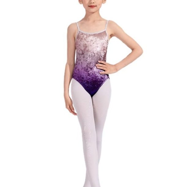 バレエレオタード グラデーションベルベット調キャミソールレオタード