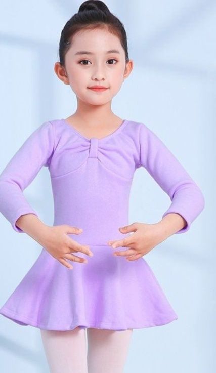 バレエレオタード 裏起毛あたたかスカート付きジュニアレオタード