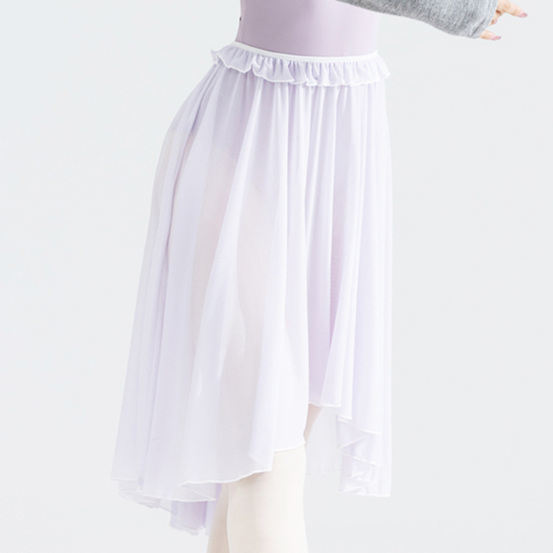 バレエレオタード フリル付きシフォンロングバレエスカート