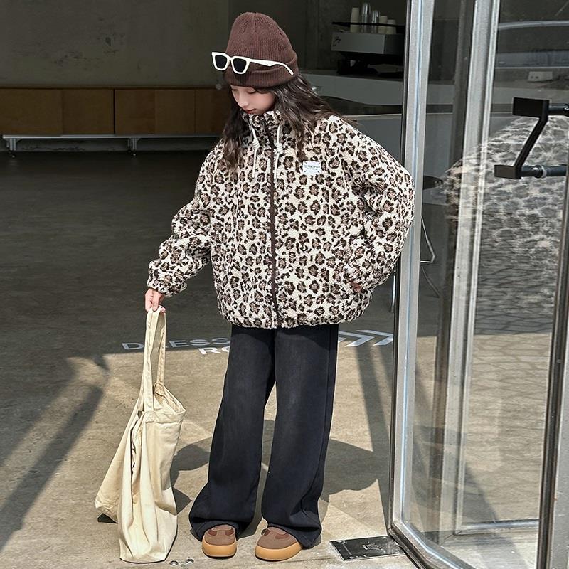 もこもこヒョウ柄中綿ジャケット