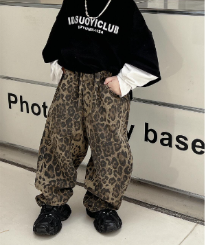 秋冬新作キッズヒョウ柄パンツ長ズボン90-150センチ