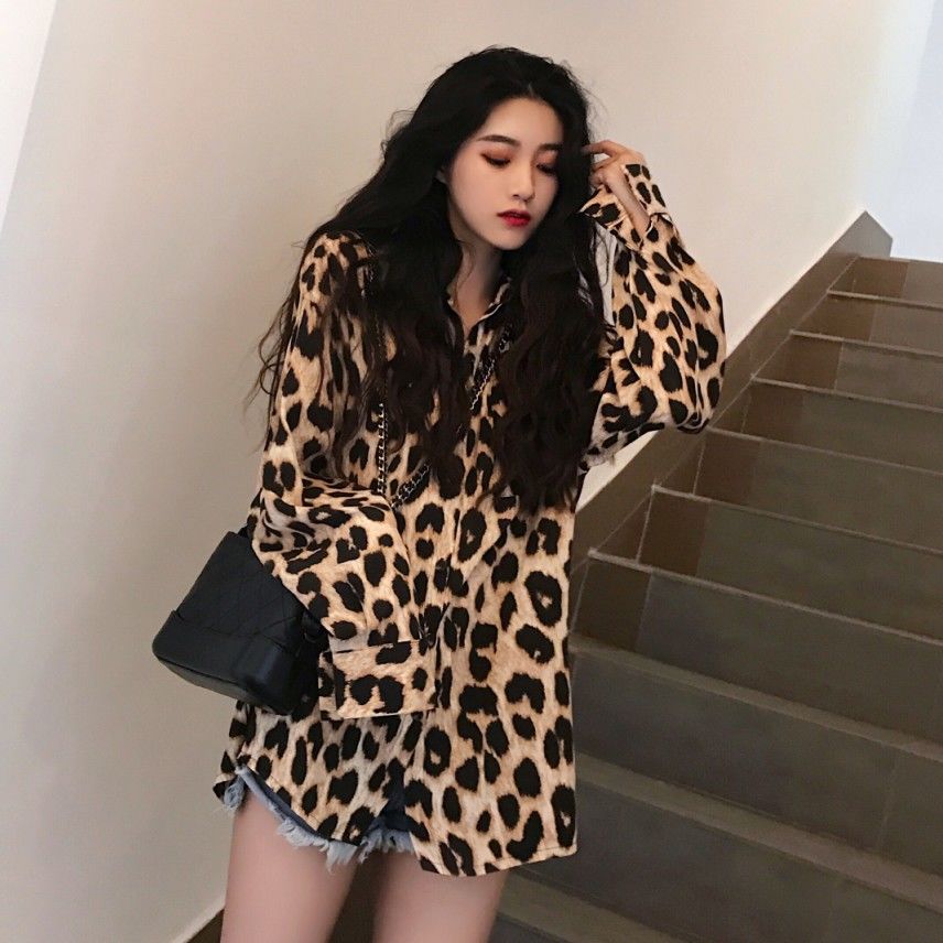 ゆるふわヒョウ柄シャツワンピース