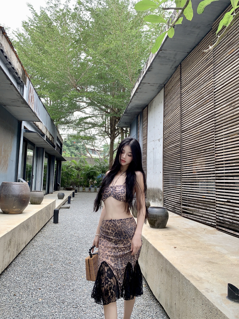 ヒョウ柄 華やか野性美 ヒョウ柄ビキニ巻きスカートセット