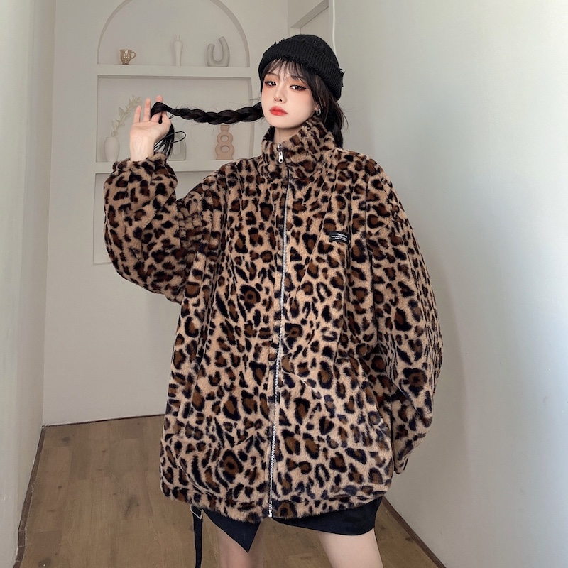 全2色 リバーシブル ジャケット アウター ユニセックス ヒョウ柄