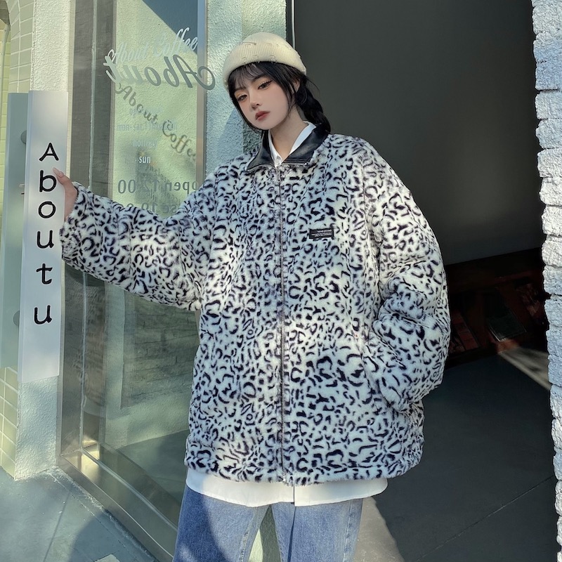 全2色 リバーシブル ジャケット アウター ユニセックス ヒョウ柄