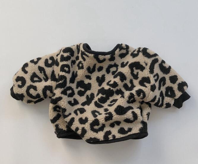 新品キッズトップス ヒョウ柄ボア中綿ジャケット