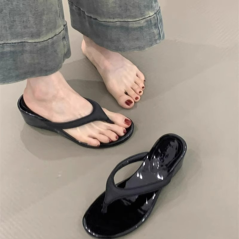 レディース 厚底 ヒョウ柄 トングサンダル 快適ソフト靴