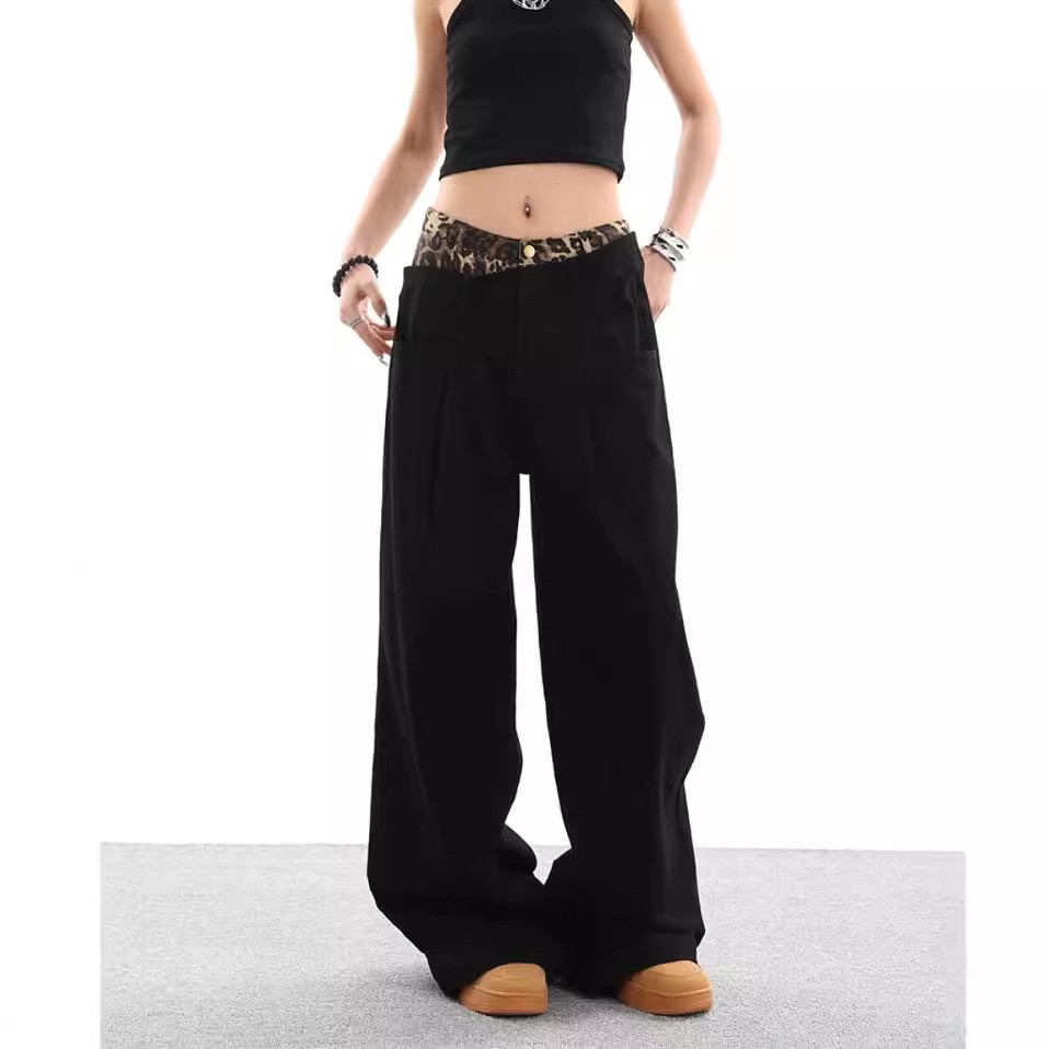 ヒョウ柄 ワイドシルエット ヒョウ柄ウエストパンツ