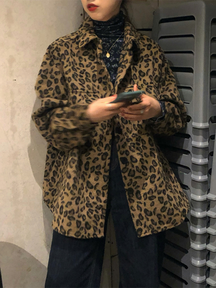 ふんわりヒョウ柄ビッグジャケット