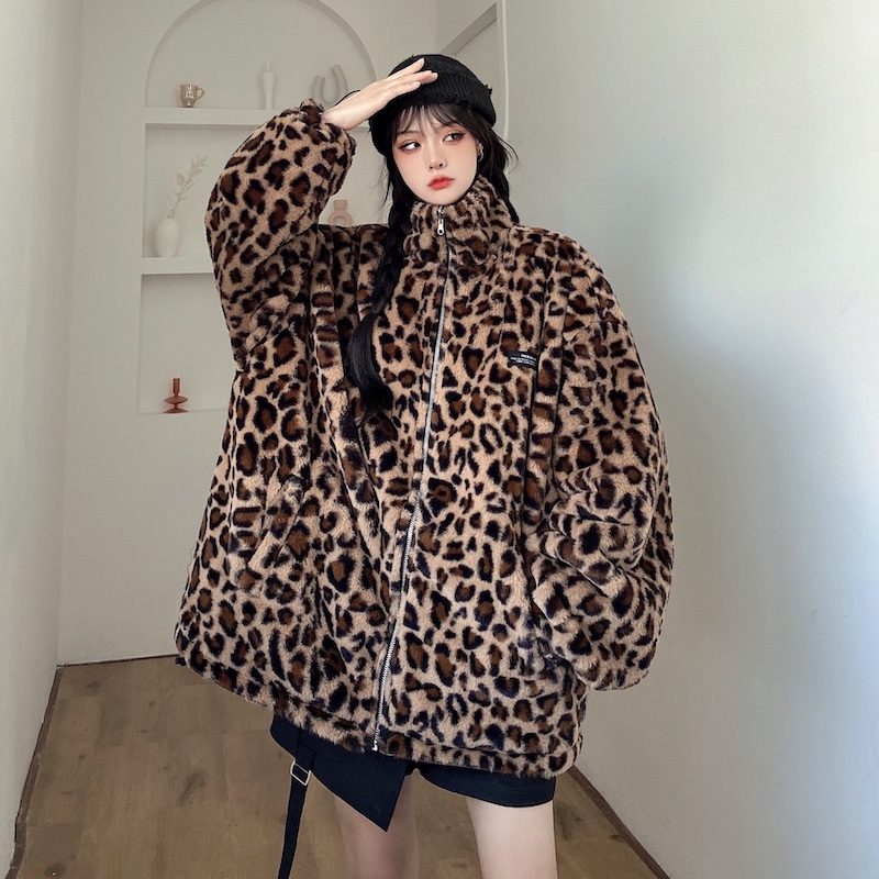 全2色 リバーシブル ジャケット アウター ユニセックス ヒョウ柄