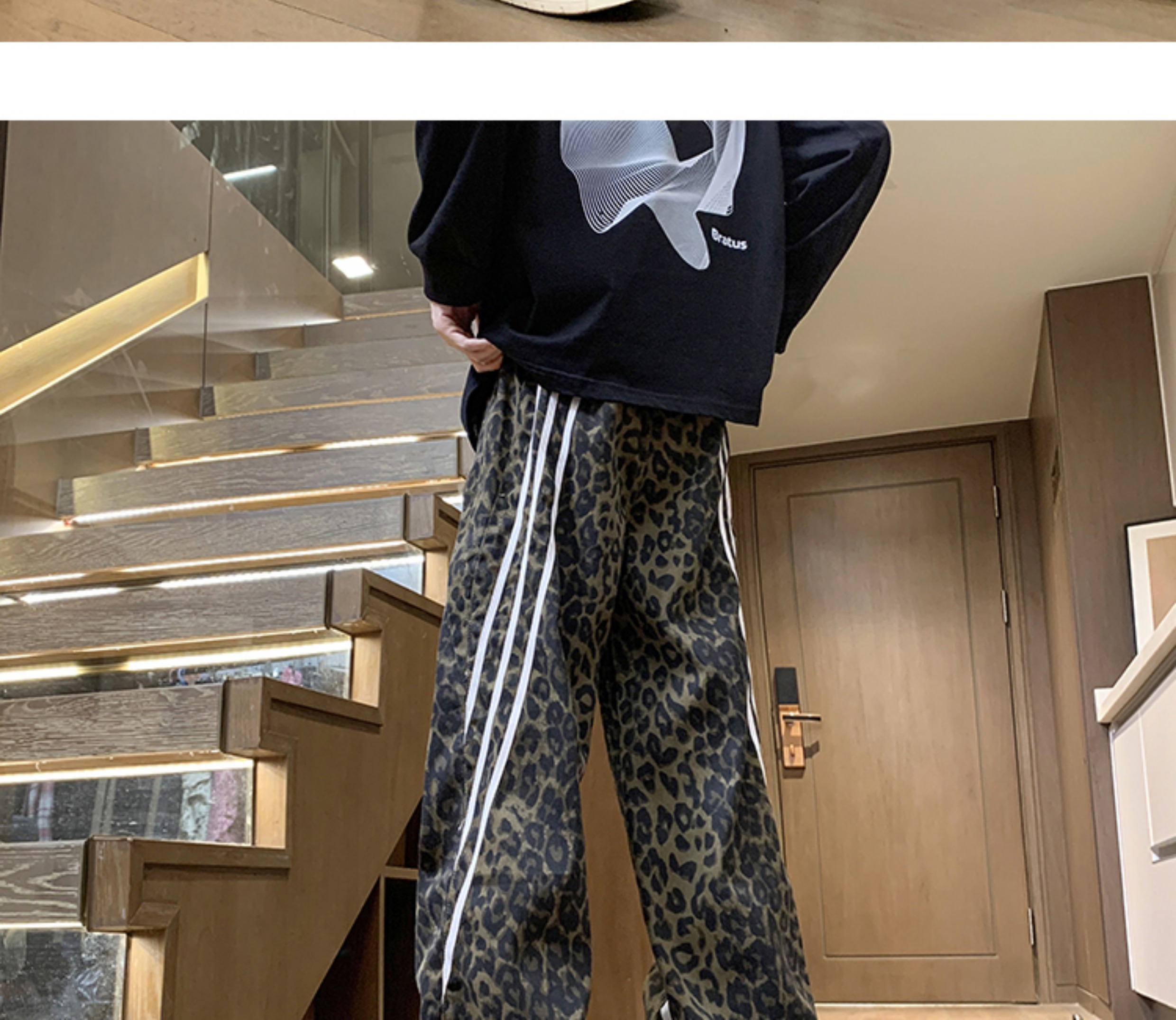 ヒョウ柄 ヒョウ柄 豹模様ゆったりワイドパンツ