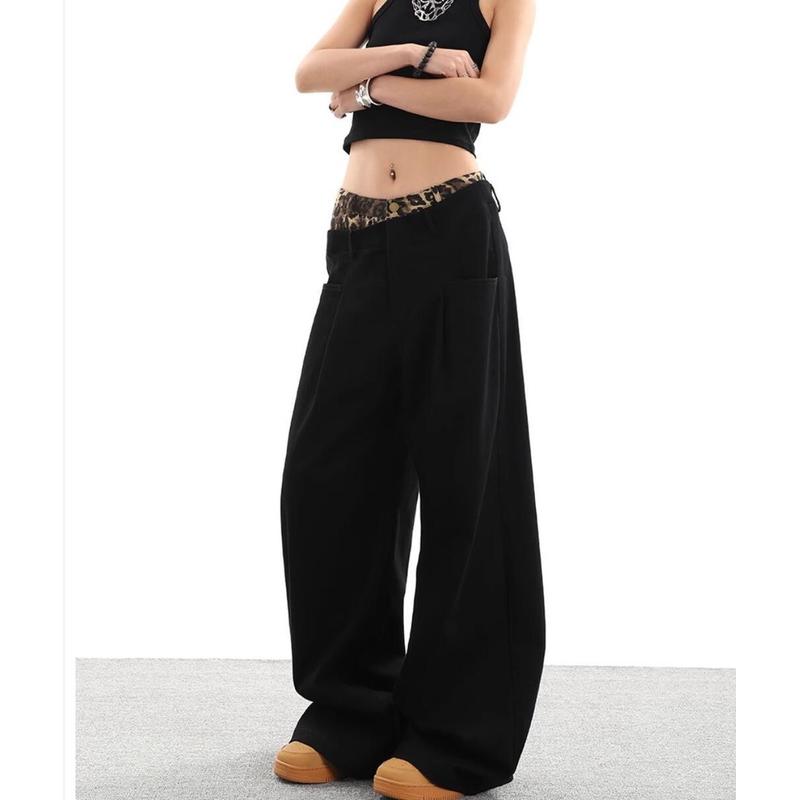 ヒョウ柄 ワイドシルエット ヒョウ柄ウエストパンツ