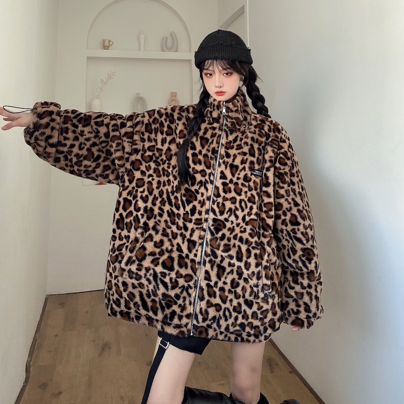 全2色 リバーシブル ジャケット アウター ユニセックス ヒョウ柄