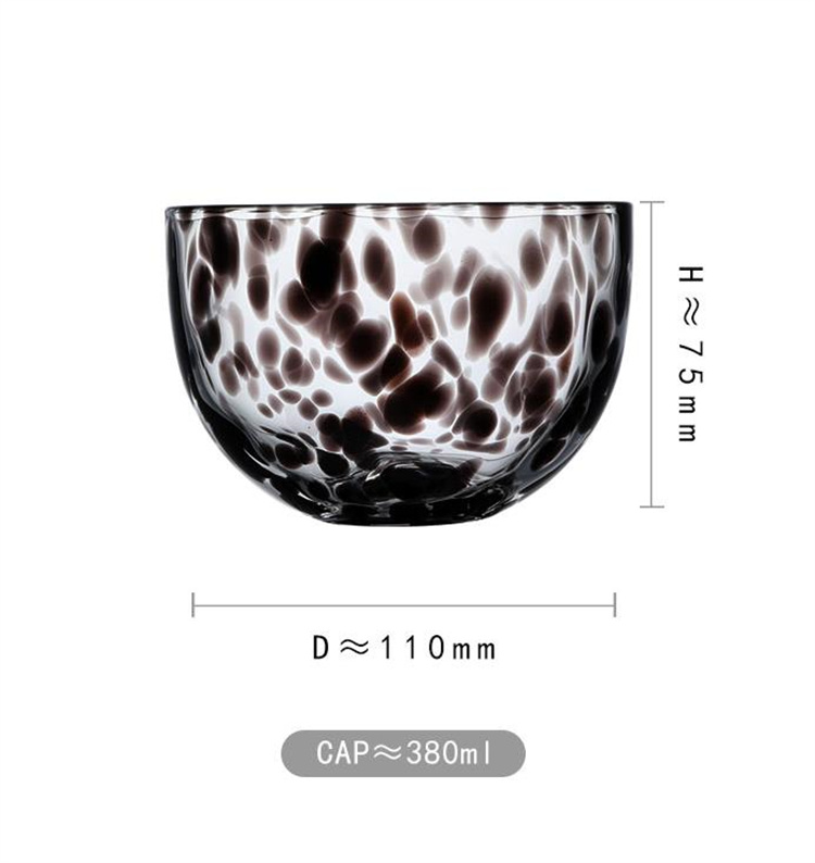 ヒョウ柄ガラスボウル レトロ風サラダ鉢 ファッション小物