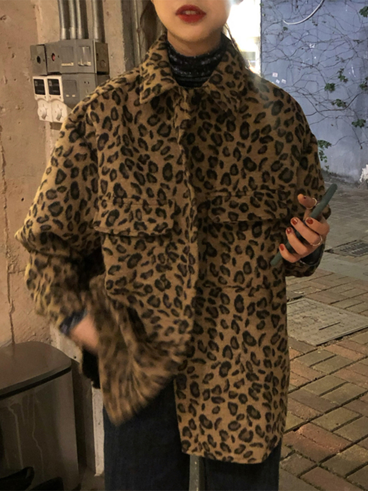 ふんわりヒョウ柄ビッグジャケット