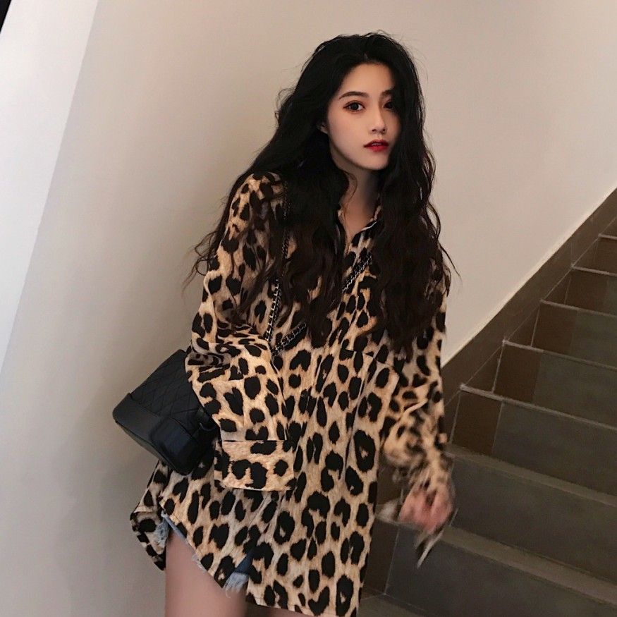 ゆるふわヒョウ柄シャツワンピース