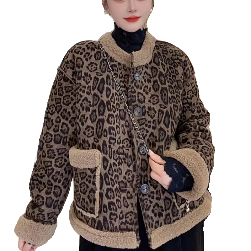もこもこヒョウ柄シャープジャケット