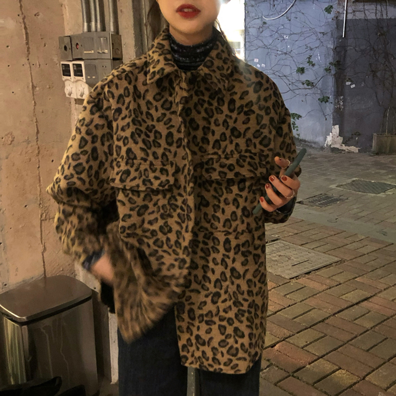 ふんわりヒョウ柄ビッグジャケット
