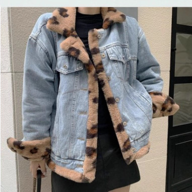 ヒョウ柄ボアデニムリバーシブルジャケット
