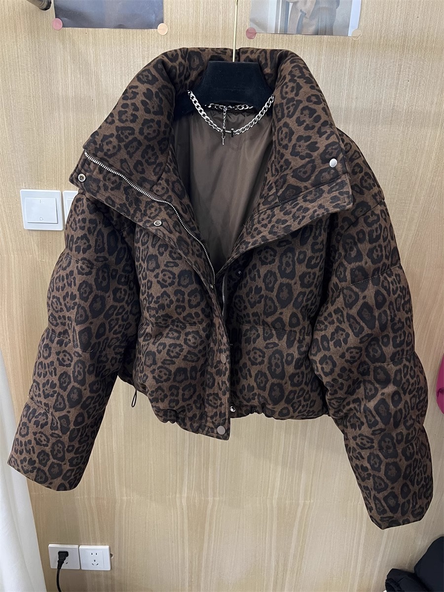 ふんわりヒョウ柄中綿ジャケット