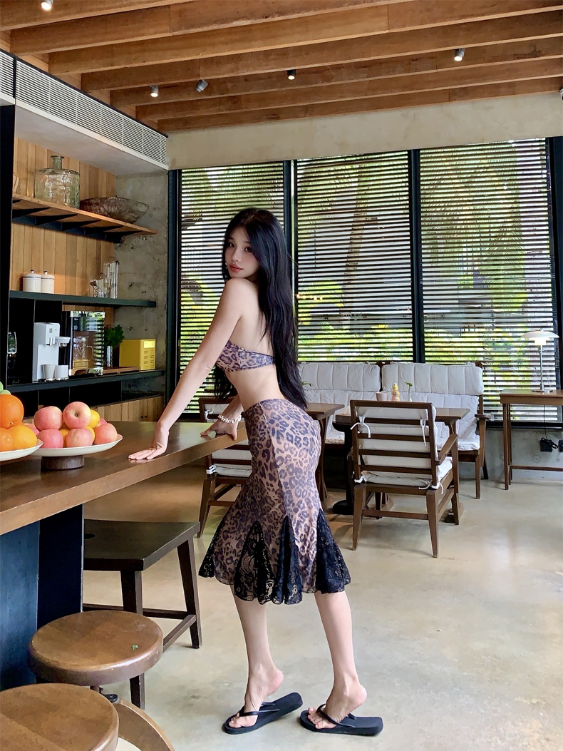 ヒョウ柄 華やか野性美 ヒョウ柄ビキニ巻きスカートセット