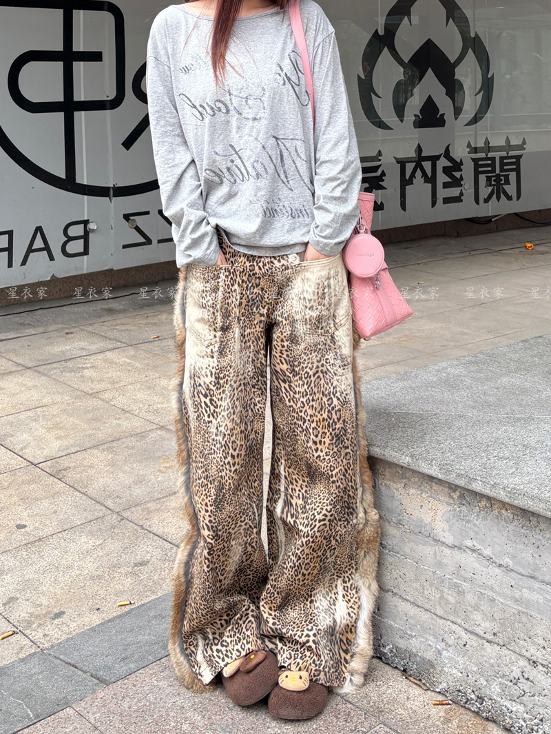 ヒョウ柄 もこもこ野性派ヒョウ柄ワイドパンツ