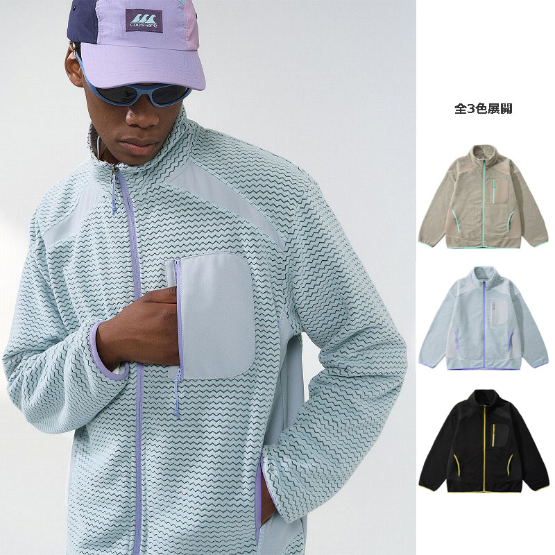 スウェットメンズジャージ 冬新作波柄切替全開式裏起毛上着全三色