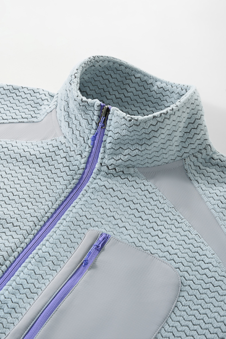 スウェットメンズジャージ 冬新作波柄切替全開式裏起毛上着全三色