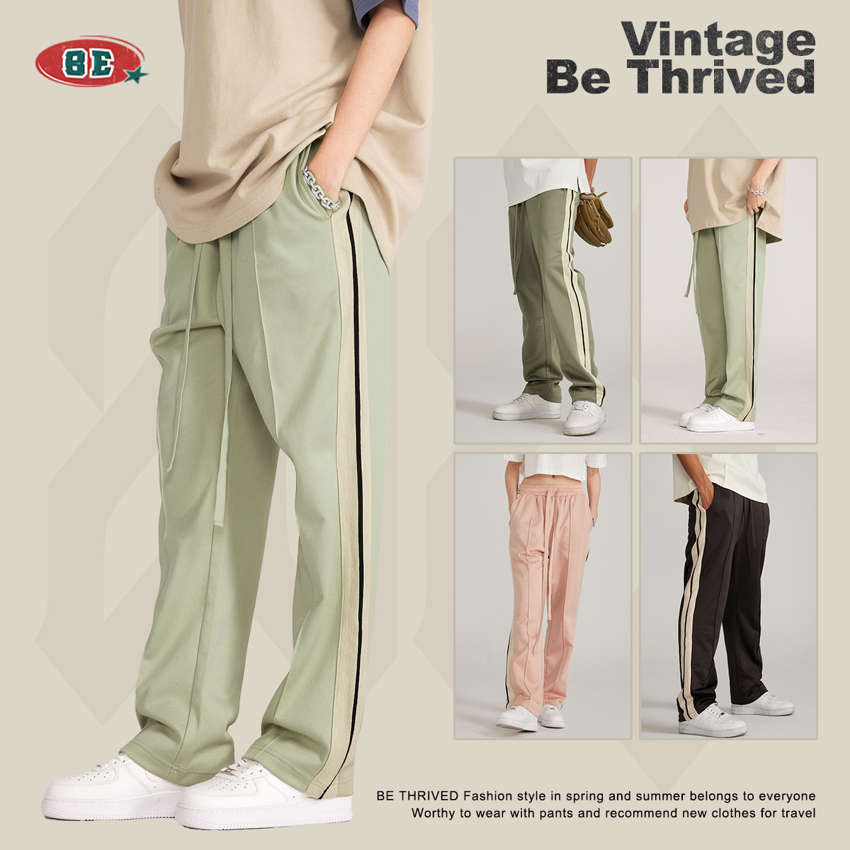 メンズジャージ サイドライン入りジョガーパンツ メンズ カジュアル 全4色